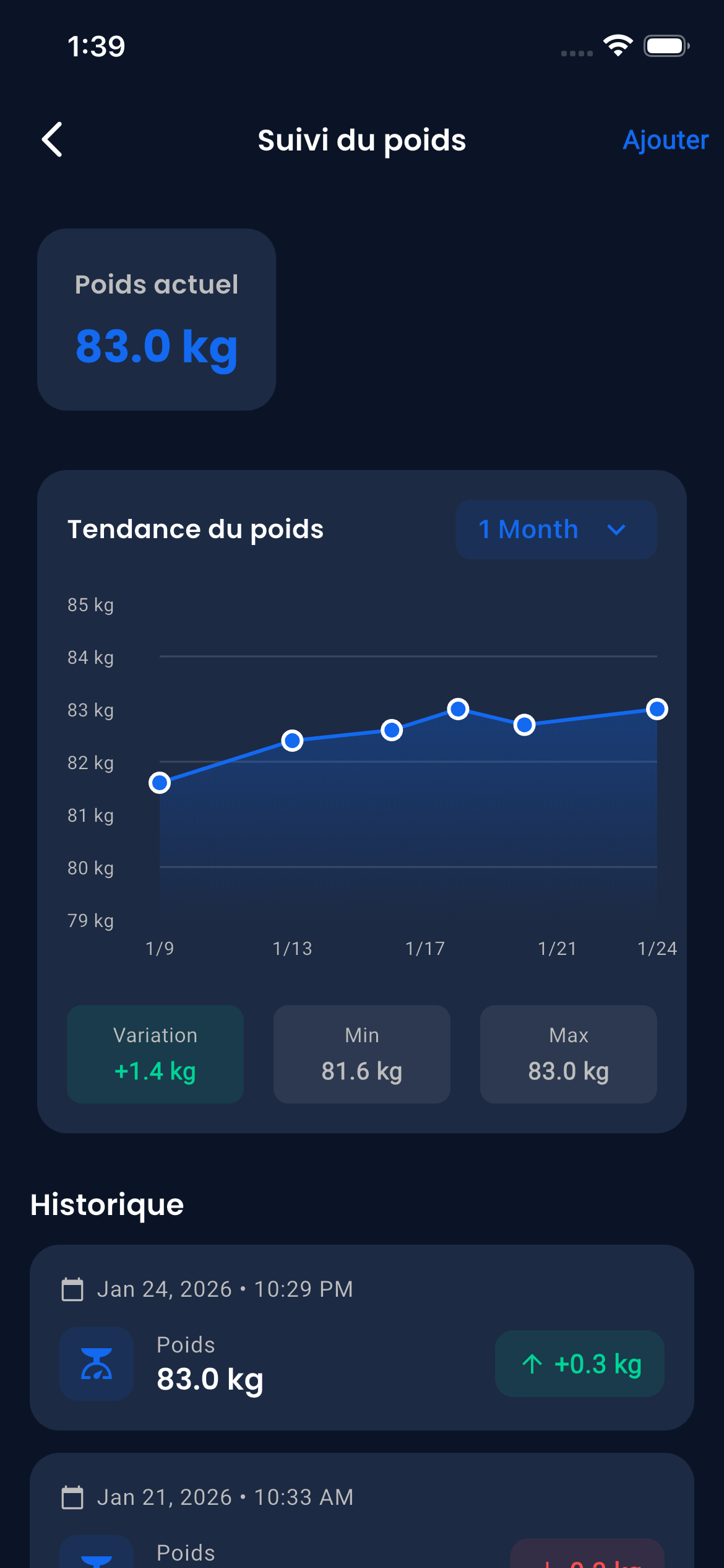 Emrius App Weight Tracker